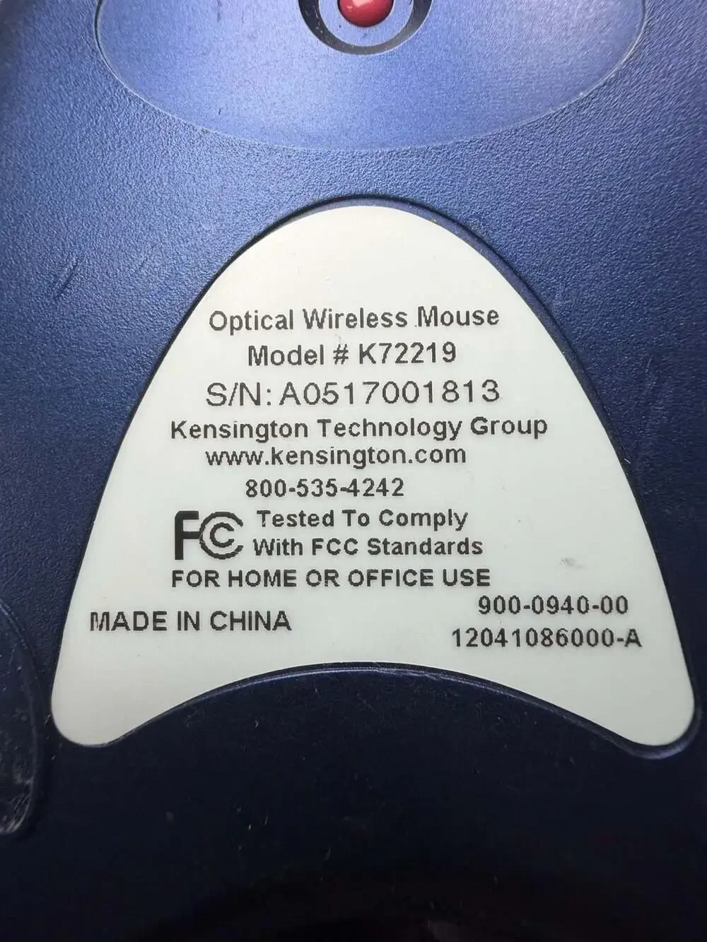Kensington Optical Wireless Mouse Receiver Model K72219